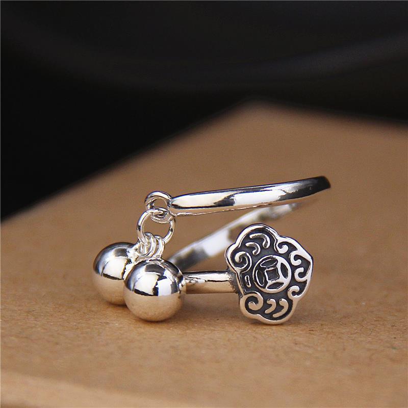 Cluster Rings Designer Original Creative Product Handmade Geometric Round Bead Opening Adjustable Ring Luxury Ladies Silver Jewelry-image-708299845