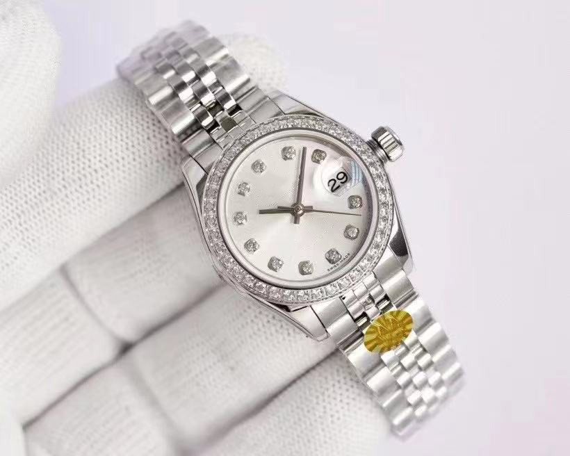 

High quality 26mm fashion pink Ladies dress watch Diamond dial waterproof mechanical automatic womens watches Stainless steel strap bracelet Wristwatch handbags, Sapphire