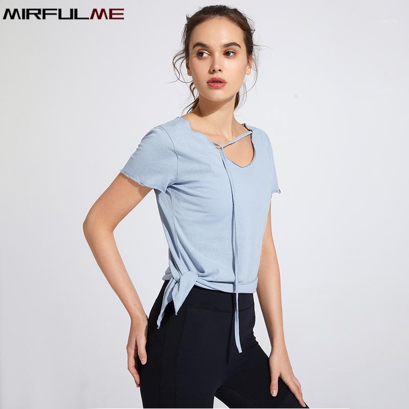 

Summer Women Sport T-shirts Breathable Forked Yoga Tops Collar Drawstring Quick Dry Running Shirts Girls Gym Workout Tees Blouse Outfit, Ysh-y0830 orange