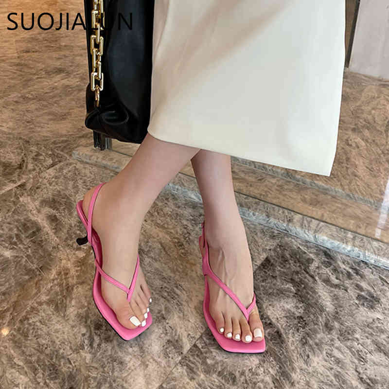 

SUOJIALUN Narrow Band Ankle Strap Women Sandals Summer Fashion Brand Thin Med Heels Gladiator Sandal Shoes Ladies Pump Shoes K78, Black