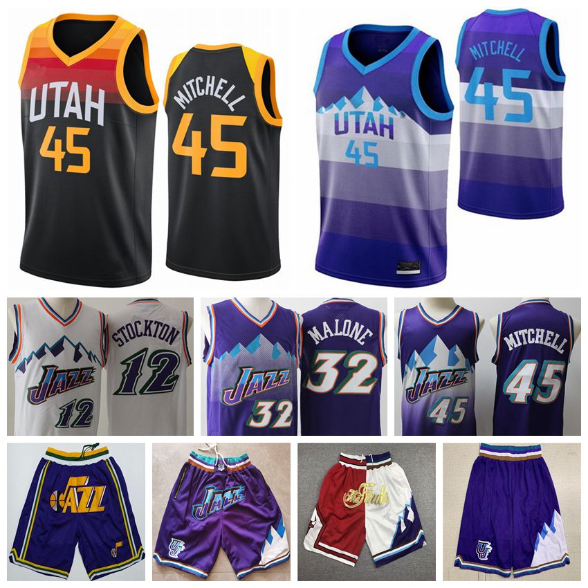 

Utah Jazz Basketball Jerseys Mens Donovan 45 Mitchell John 12 Stockton 32 Malon Jersey 2021 City Swingman Edition Nba Shorts Blue, Black;red