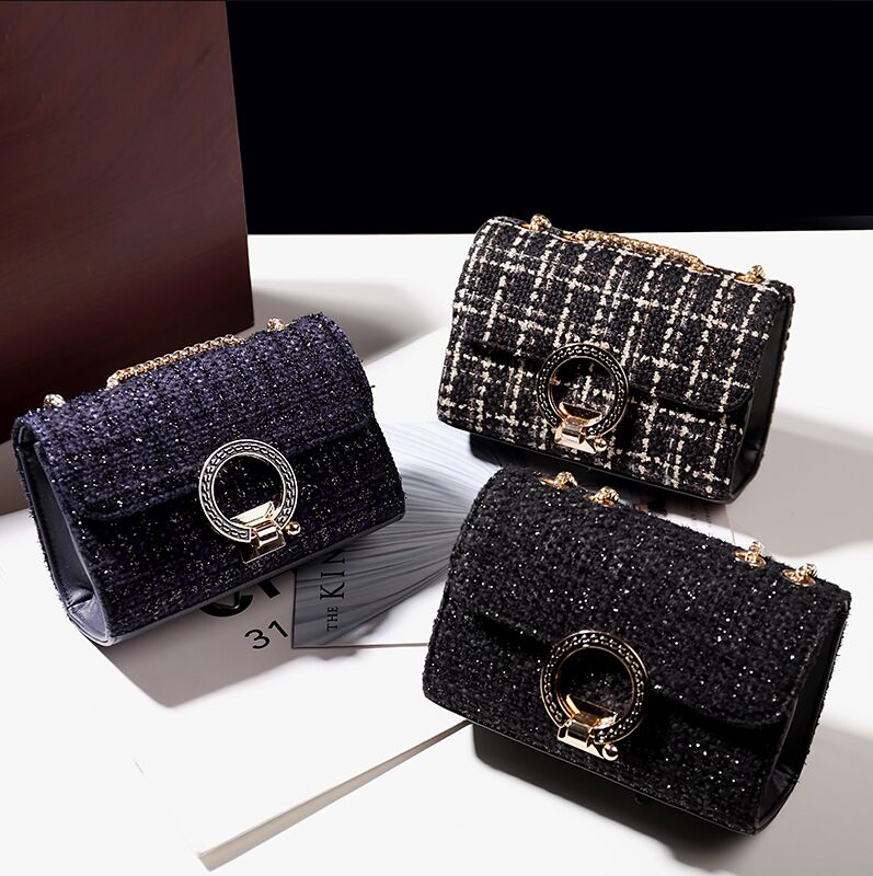 

AAA12 Womens Fashion Handbags Crossbody Ladies Shoulder Bags Letter Check Pattern Classic High Quality Retro Leather, Black