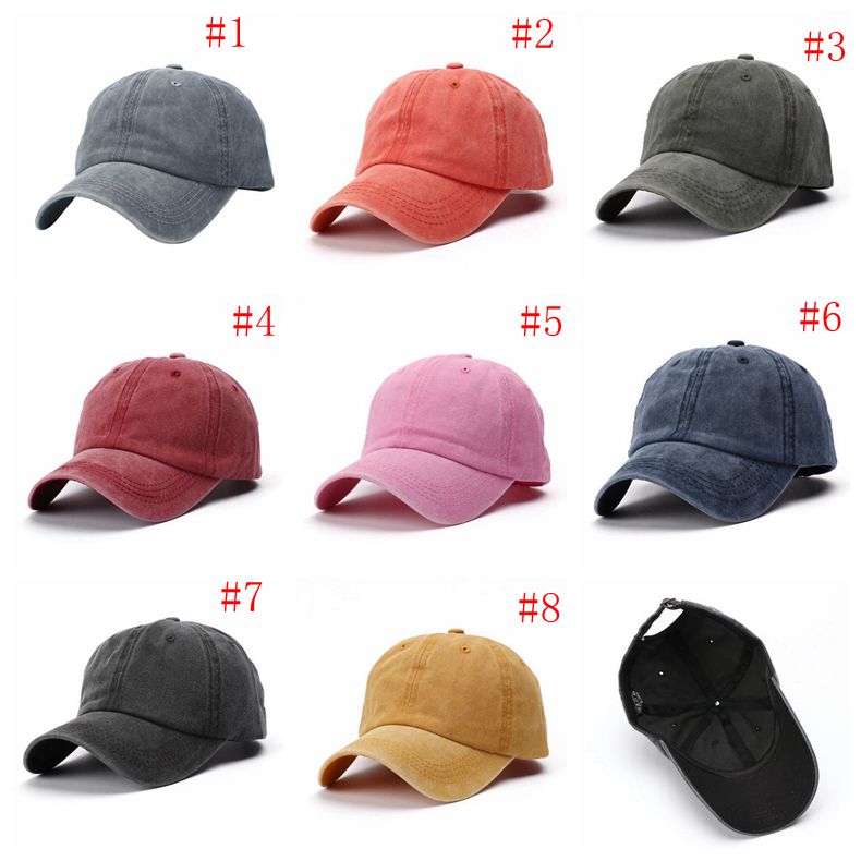 

8Colors Children Baseball Cap Retro Pure Color Ball Caps Kids Washed-light Hats Summer Sunshade Hat 8Colors Q198