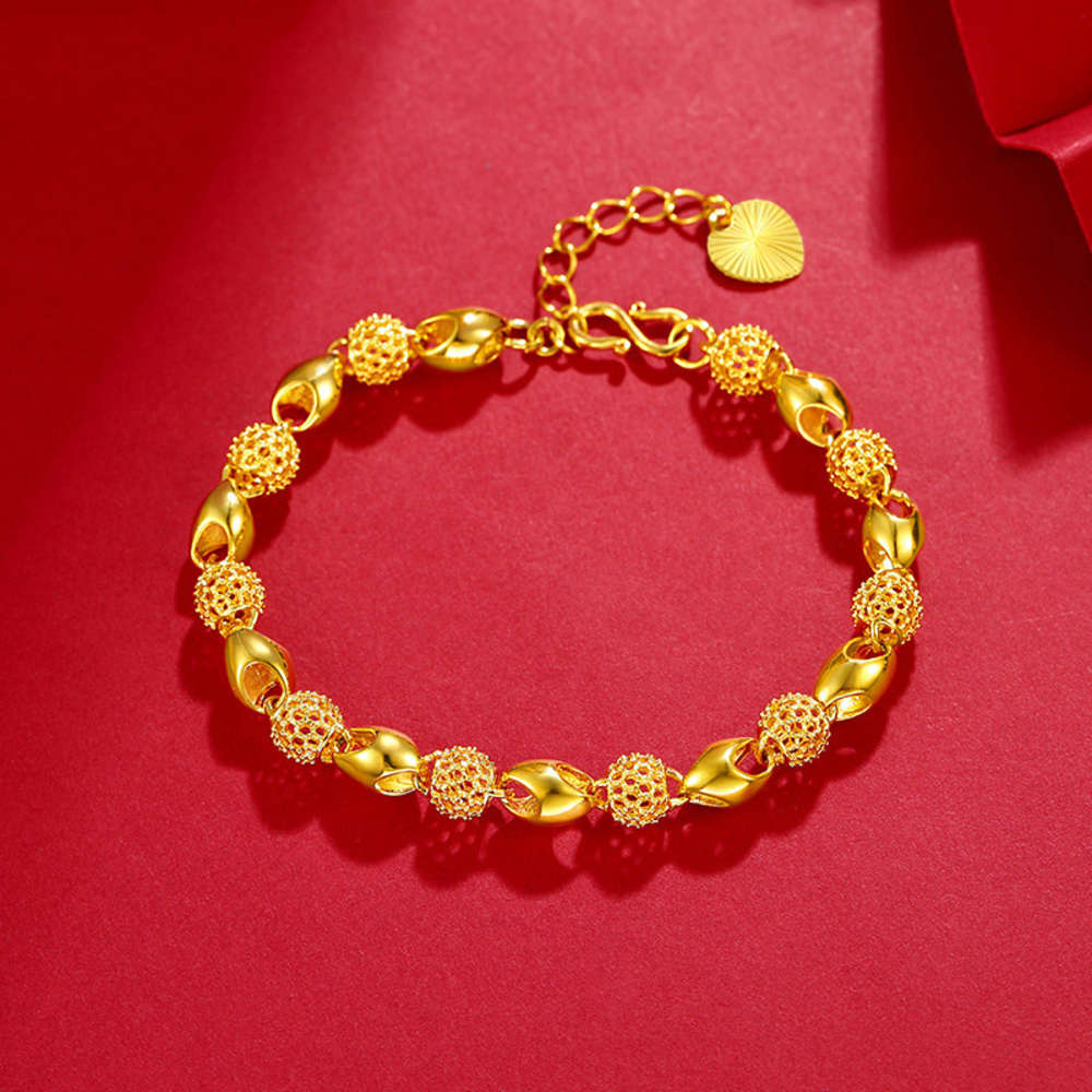 

,bracelet Fashion sand gold bracelet exquisite Bead Bracelet women's simple imitation jewelry copper plated, Golden;silver