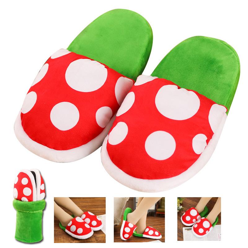 

Super Cotton Cosplay Shoes Piranha Flower Slipper Autumn&Winter Plush Men Women Indoor Gift Wholesale Slippers, Black
