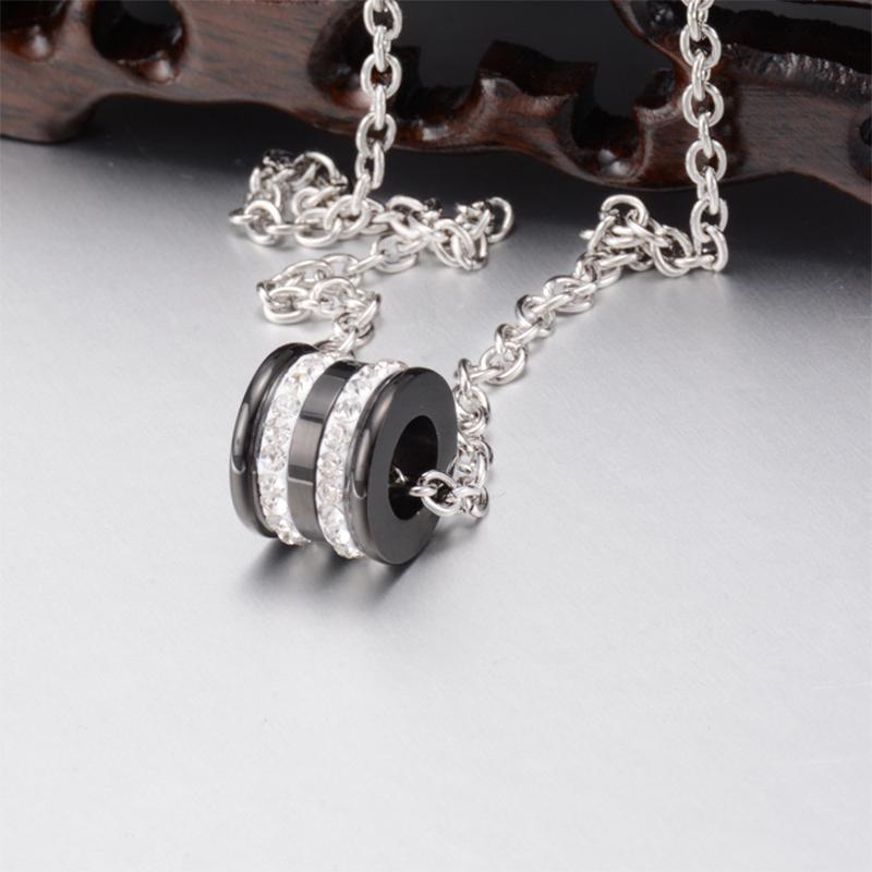 Necklace For Women Zircon Round Wheel Stainless Steel Pendant Fashion Rotatable Couple 2021 Gifts Woman Accessories Necklaces-image-697476464
