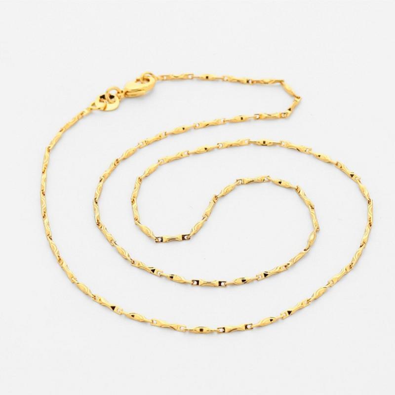 

Chains European And American -selling 18K Gold-coated Color-preserving Bamboo Link Chain Necklace Long Elegant Clavicle Female