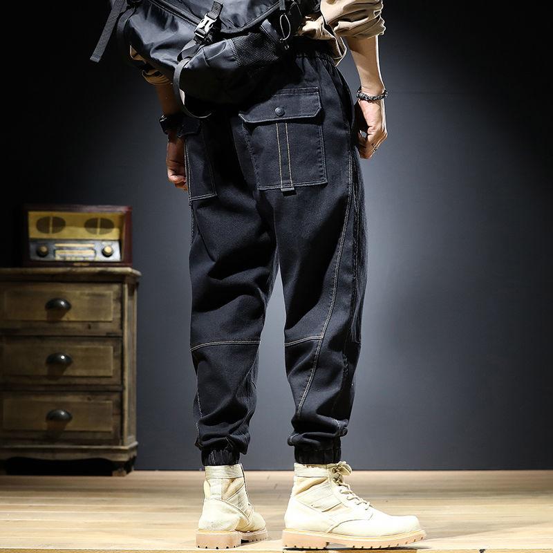 

Men's Jeans MrGB Japanese Style Big Size Vintage Mens Solid Color Joggers Denim Pants Loose Casual Harem Fashion Trousers, Blue