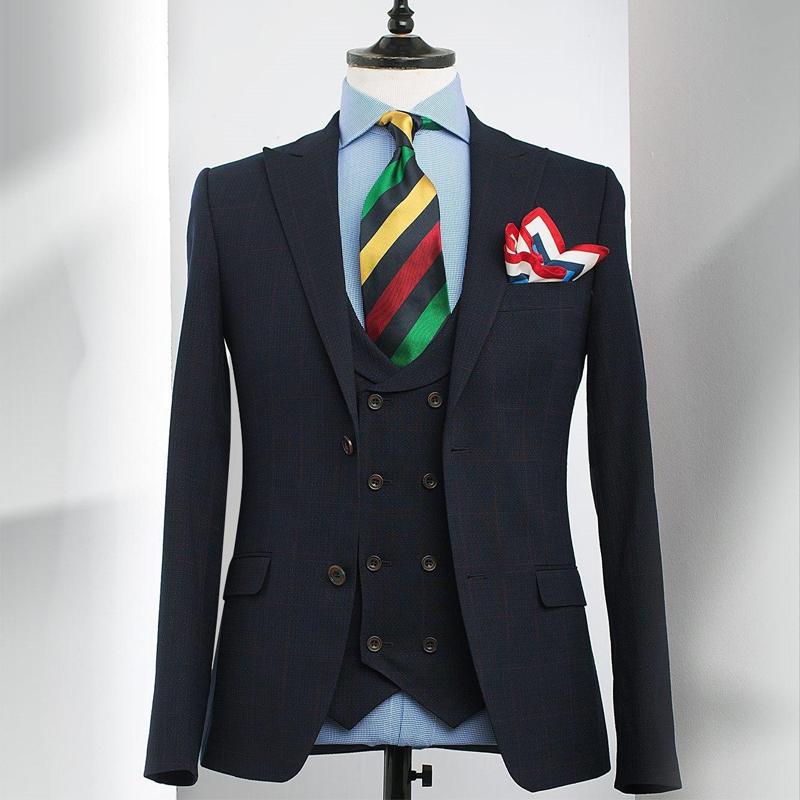 

Men' Suits & Blazers Tuxedo Suit 3-piece Wedding Groom Business Slim Fit Work Wear Blazer + Pants Vest, Black