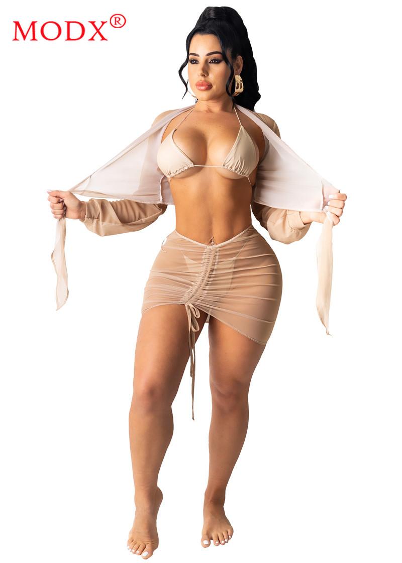 Maillots de bain pour femmes Articles en vrac Lots en gros Plage Crème solaire Chemises Climatisation Mesh 2 pièces Ensemble Mode Sexy Sans Bikin