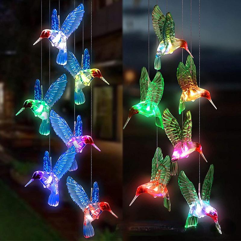 

Garden Decorations Outdoor solar LED lighting hummingbird seven color gradual change chandelier courtyard