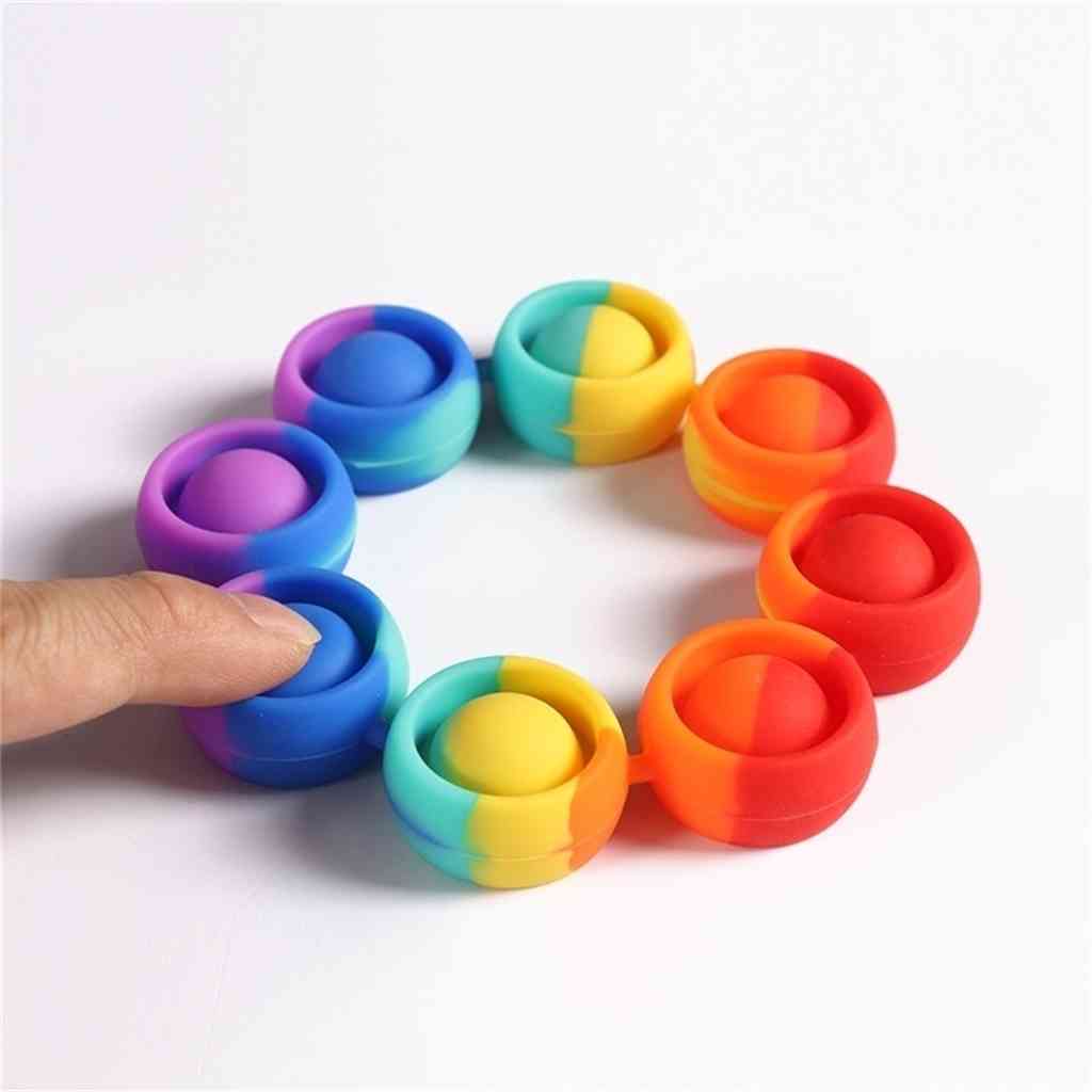 

Silicone Rainbow Pioneer Children's Bracelet Toys Push Pop Fidget Decompression Bubble Toy Autism Stress Relief Sensory Wristband G54RSO3