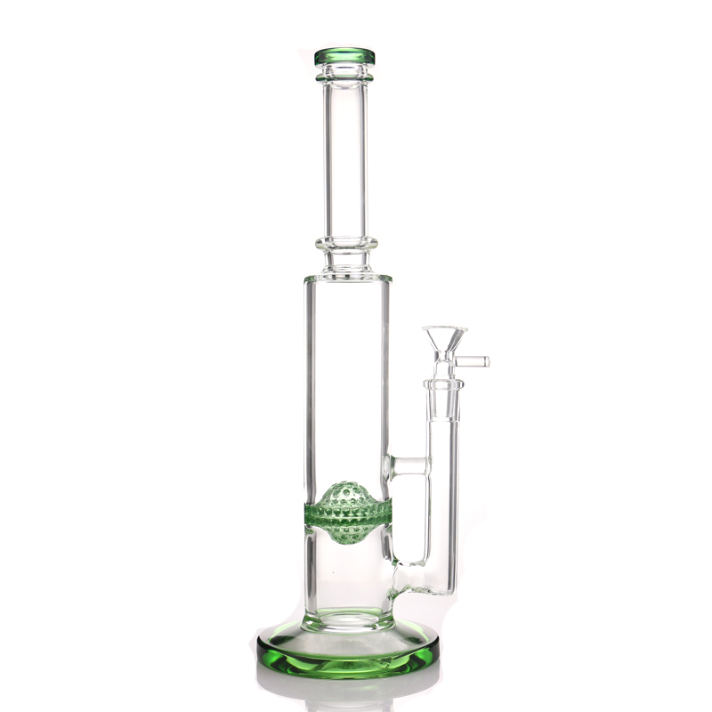 

Glass Tube Bong UFO percolator Straight Hookah bongs 13.8" Tall Heady Water Pipes Oil Rigs Bubbler Smoking Pipe Thick