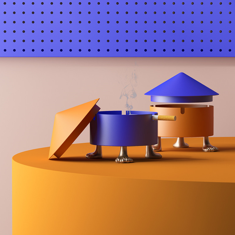 

Simple and Modern Home Living Room Ashtray Creative Personality Trend with Cover Anti Fly Ash Office