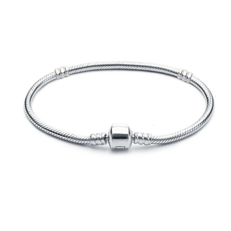 

1pcs Drop Shipping Silver Plated Bracelets Women Snake Chain Charm Beads for pandora Bangle Bracelet Children Gift