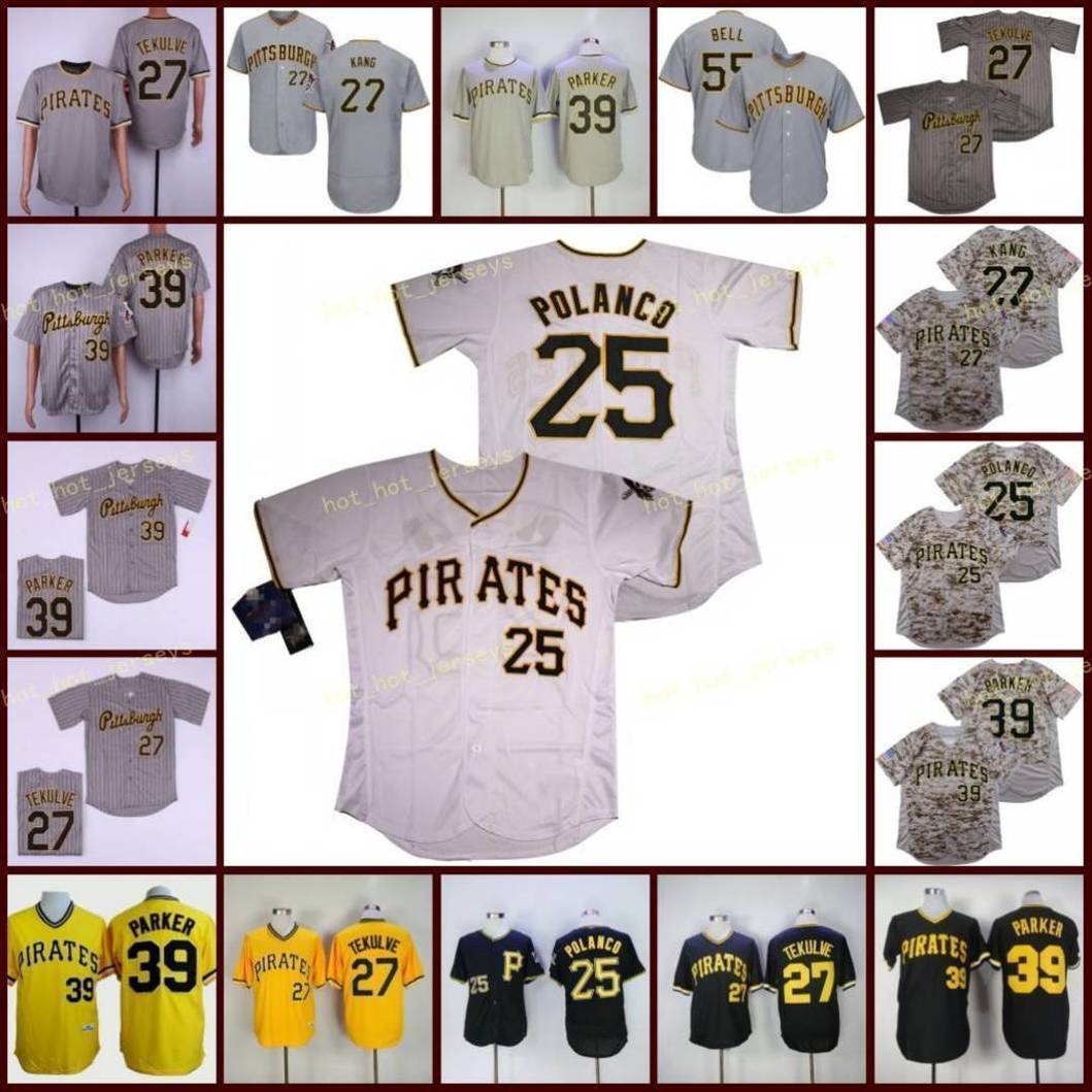 

Retired 27 Kent Tekulve Baseball Jersey 25 Gregory Polanco 39 Dave Parker Vintage Retro Cooperstown Mesh Stitched Pullover, Men