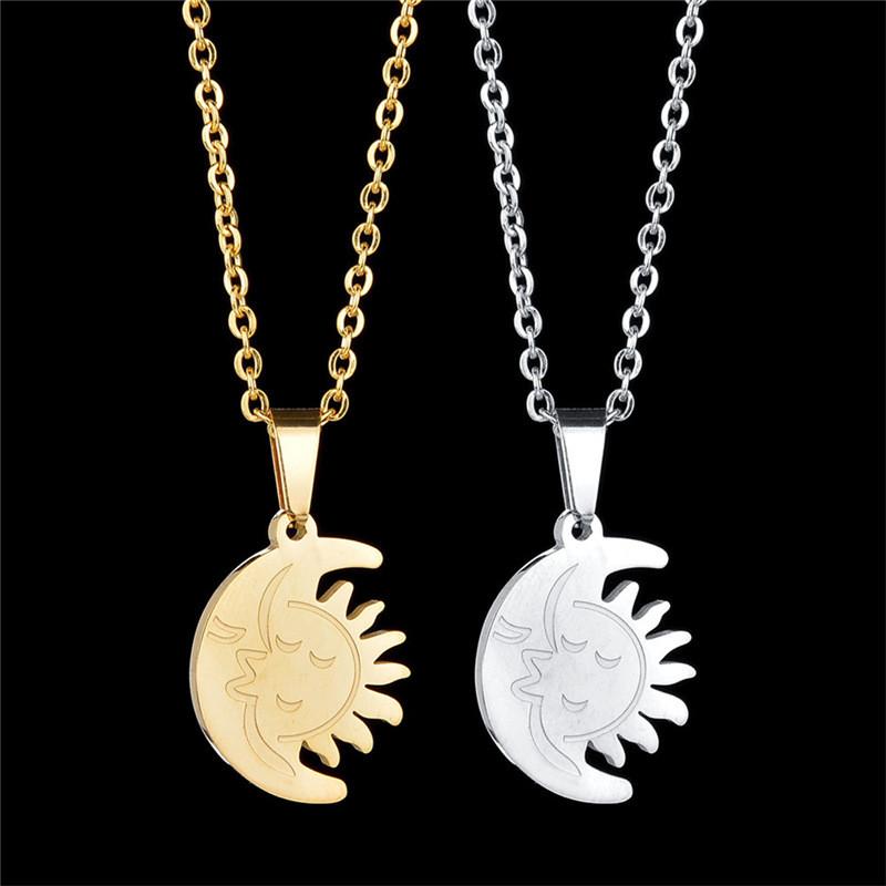 

Pendant Necklaces UAGE Simple Sun & Moon Necklace For Women Bijoux Maxi Statement Collier Fashion Jewelry