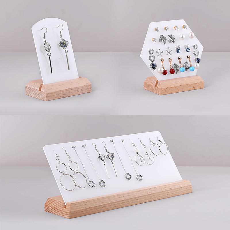 

Jewelry Pouches, Bags Wooden And Acrylic Earring Organizer Stand For Holders Jewelery Jewellery Display Case Earing Props