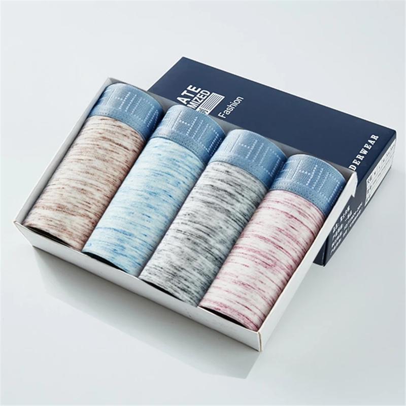 

Underpants 4Pcs Men's Panties Man Cotton Boxers Sexy Underwear 3XL Shorts Breathable Brand Solid Male Boxer Undershorts, C1
