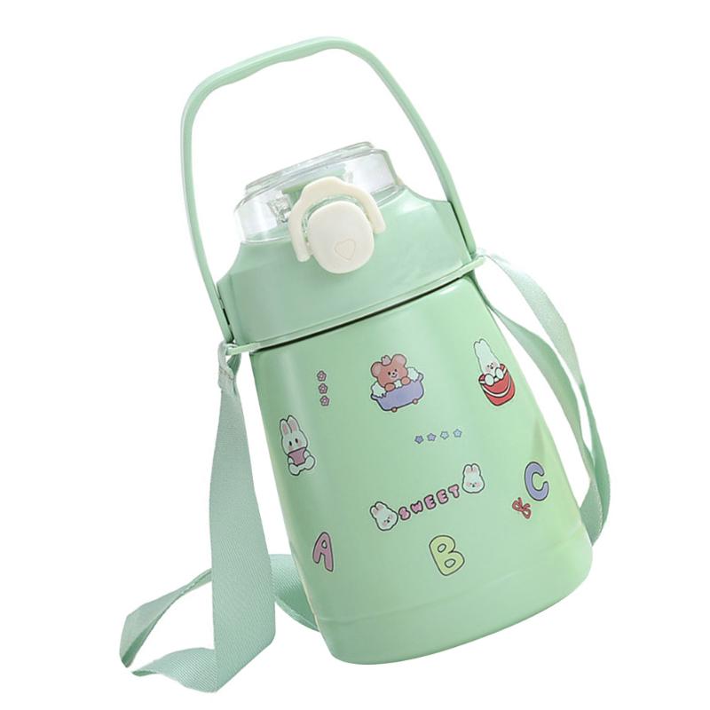 

Water Bottles 1 Set Of Large Capacity Vacuum Cup With Straw Portable