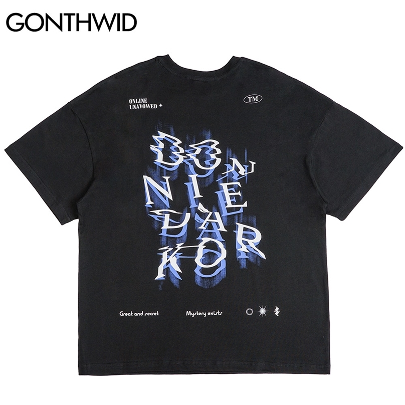 

T-Shirts Streetwear Hip Hop Creative Letters Short Sleeve Tees Shirts Harajuku Mens Casual Loose Cotton Tshirts Tops 210602, White