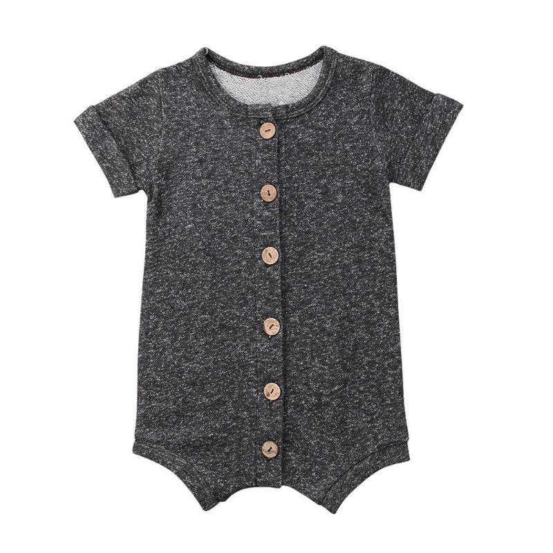 

Rompers 0-24M Baby Boys Girls Infant Button Jumpsuit Playsuit Cotton Kids Boy Girl Bodysuit Warm Clothes Set Children's Sets, Gray