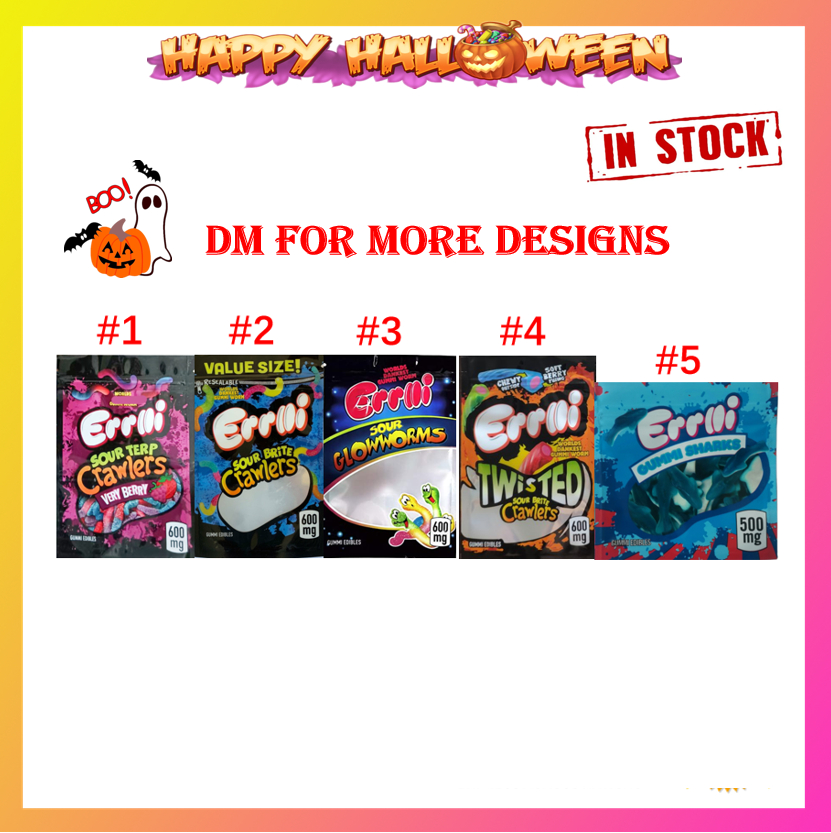 

Errlli Sour terp Crawlers Bag 3.5g 600mg Gummy Edibles Very Berry Childproof Vape Mylar Bags Child Proof Packaging Fast delivery