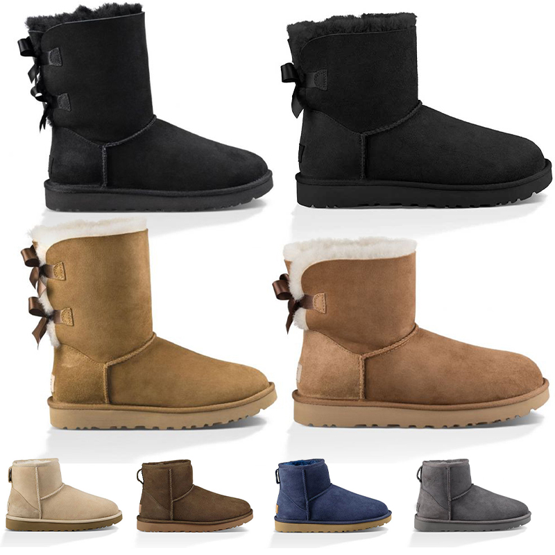 

Fur Snow Luxury Designer Women Winter Wgg Australia Boots Leather Classic Kneel Half Long Ankle Black Grey Chestnut Coffee Warm Bailey Bow Womens, A17 36-41