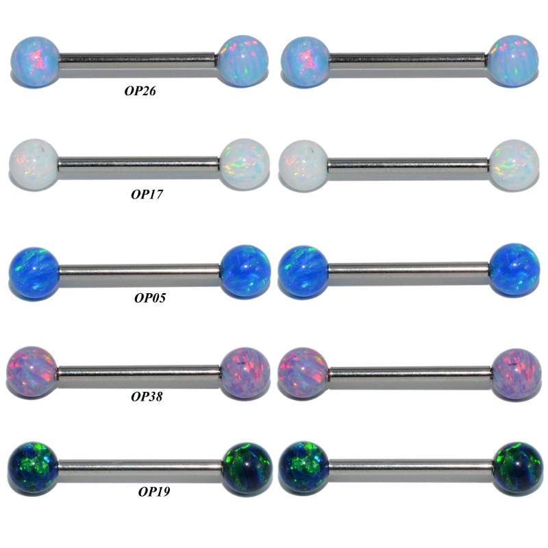 

Stud 1 Pair Fashion Opal Top Steel Internally Threaded Industrial Barbell Earrings Nipple Ring Body Piercing Jewelry