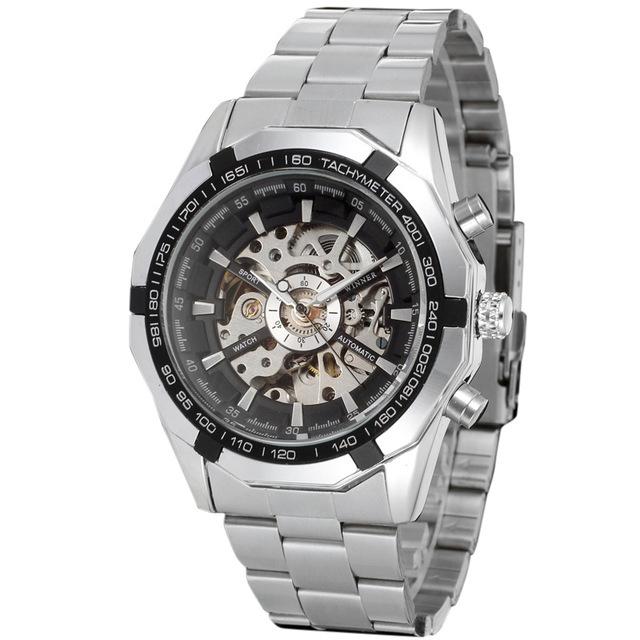 

Wristwatches Genuine Full Hollow Men's Automatic Mechanical Watch Male Steel Belt, Blue