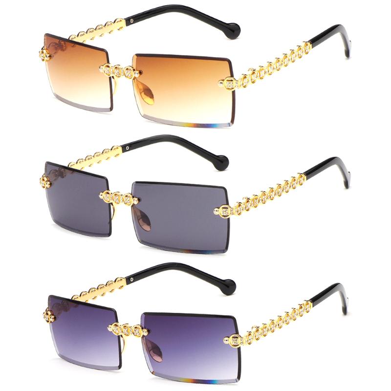 

Sunglasses 1PC Fashion Rimless Rectangle Women Men Small Square Metal Sun Glasses Luxury UV400 Frameless