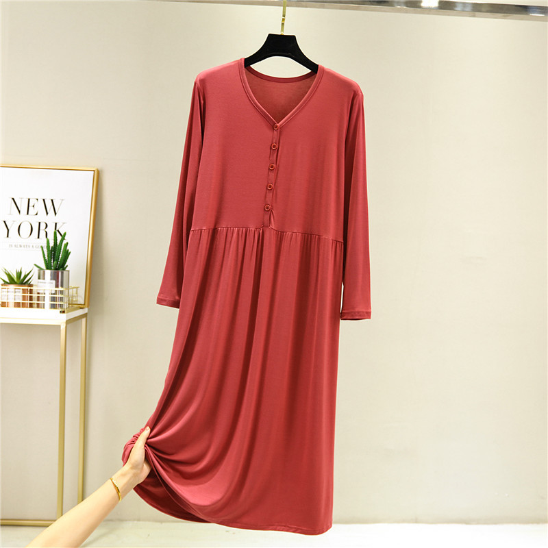 

Home Nighty Sexy Sleepwear Women Sleeping Dress V-Ne Long Sleeve Nightgown Summer Cotton Loose Nightdress For FemaleFree shipping by air, Black
