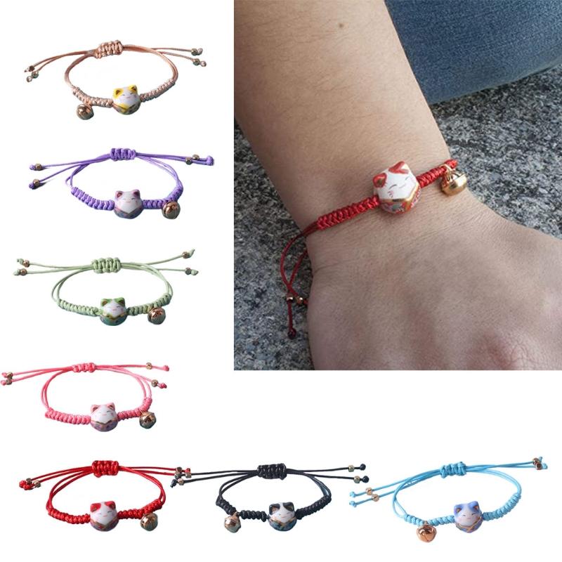 

Charm Bracelets Red Rope Bracelet Ceramics Cat Handmade Braided Thread For Teen Girls Women Holiday Jewelry, Golden;silver