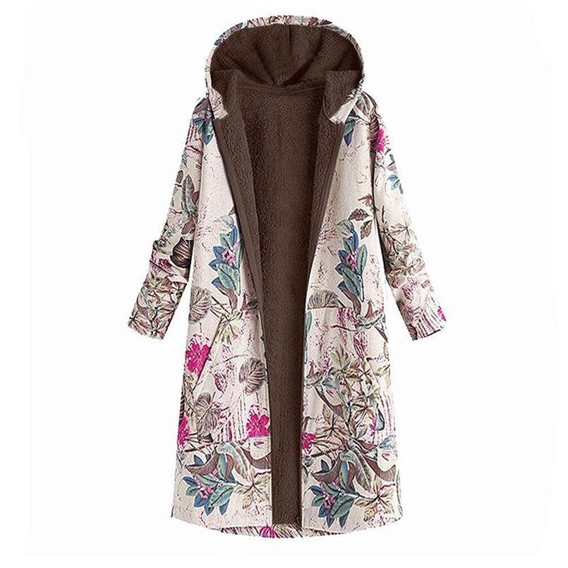 

Hooded Zipper Cotton-padded Coat Jacket Printing Plush Women's Autumn And Winter tops Qm* 211110, Mei hong