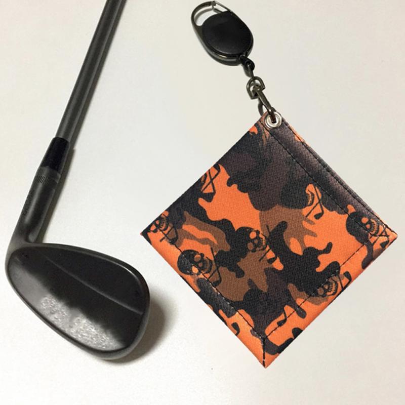 

Golf Training Aids Mini Square Ball Cleaning Towel With Retractable Keychain Buckle PU Club Head Cleaner Cloth