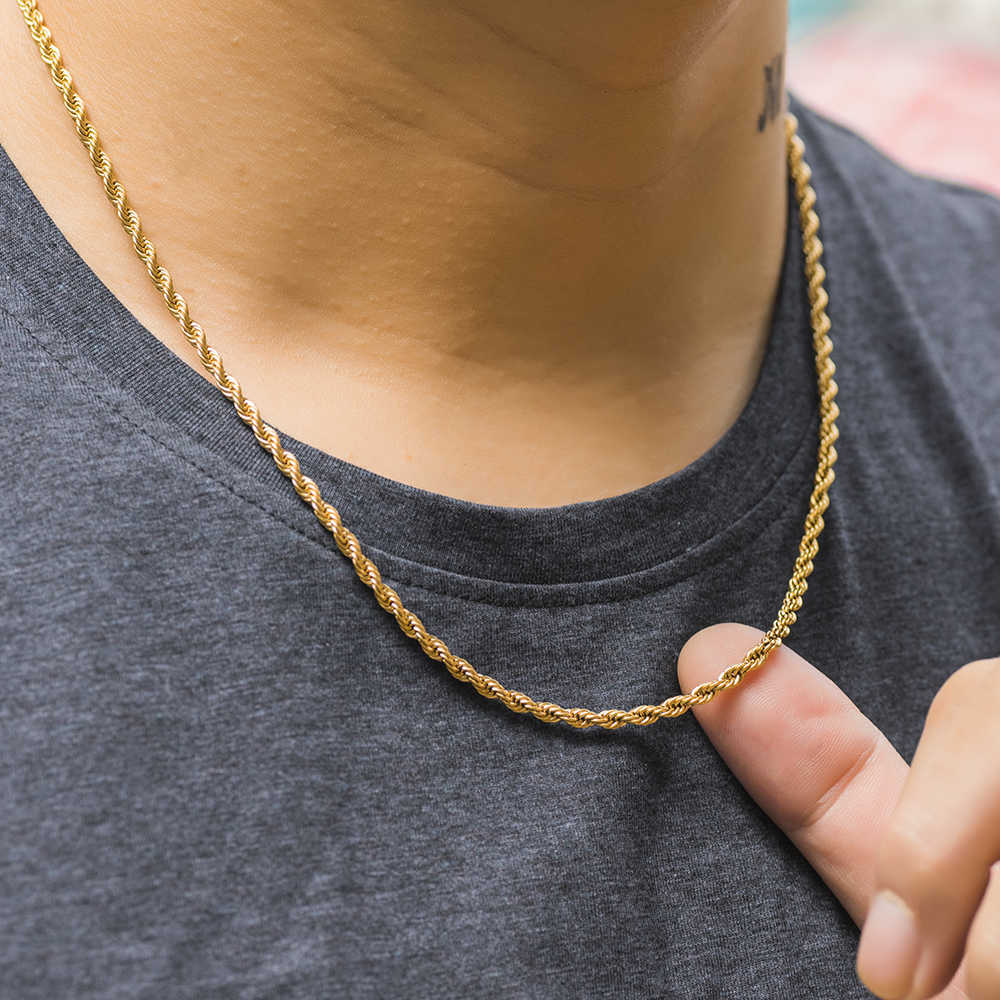 

3mm Rope Chain Dad Jewelry X0707