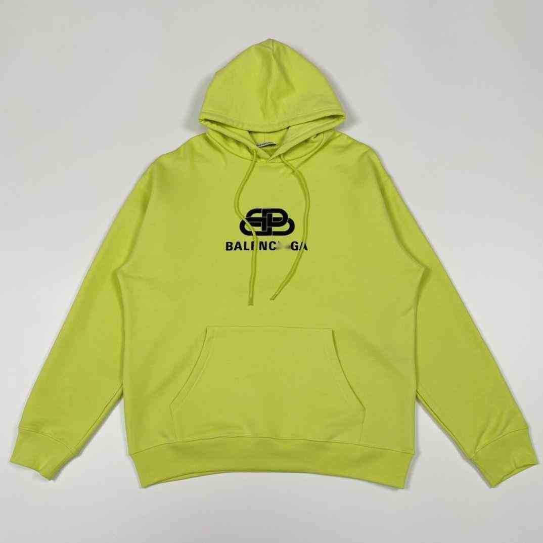 

Balencaiga Designer Brand High Version Letter Lock Printed Hoodie Men's and Women's Sweater Long Sleeve b Home Pocket, Viz yellow