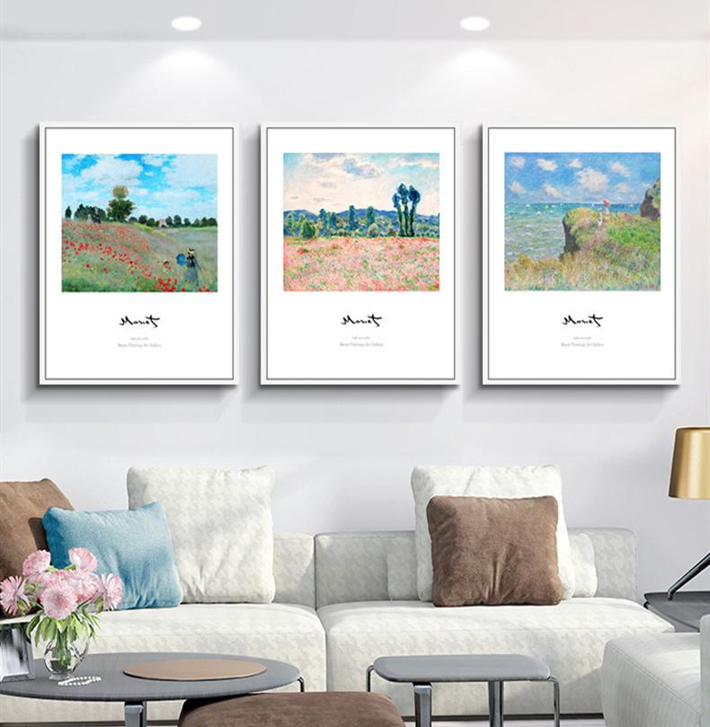 

Paintings Monet Oil Painting, Nordic Art Poster, Including Grass, Snow, Seaside Canvas Mural, Living Room, Bedroom, Modern Decoration