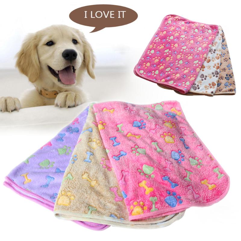 

Fleece Pet Dog Bed Blanket Warm Print Mat Soft Cozy Breathable For Puppy Cat Pig Easy To Wash Clean 3 Colors Kennels & Pens