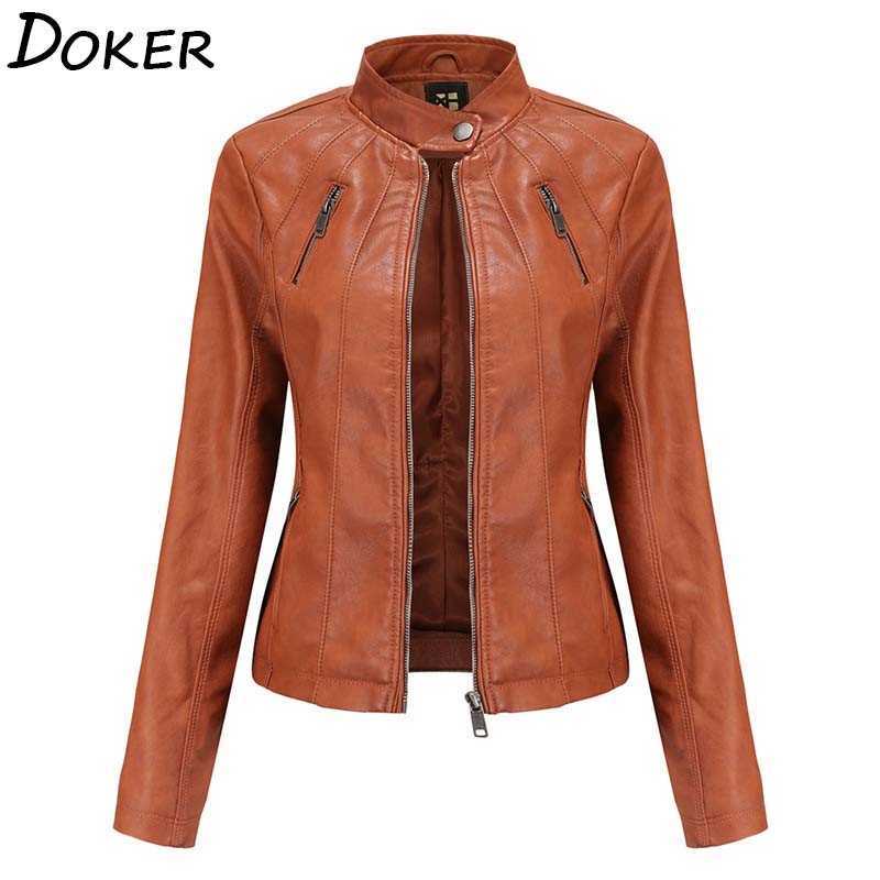 

Faux Leather Pu Jacket Women Autumn Long Sleeve Zipper Slim Fashion Motorcycle Oversize Coats Outerwear 210603, Pink