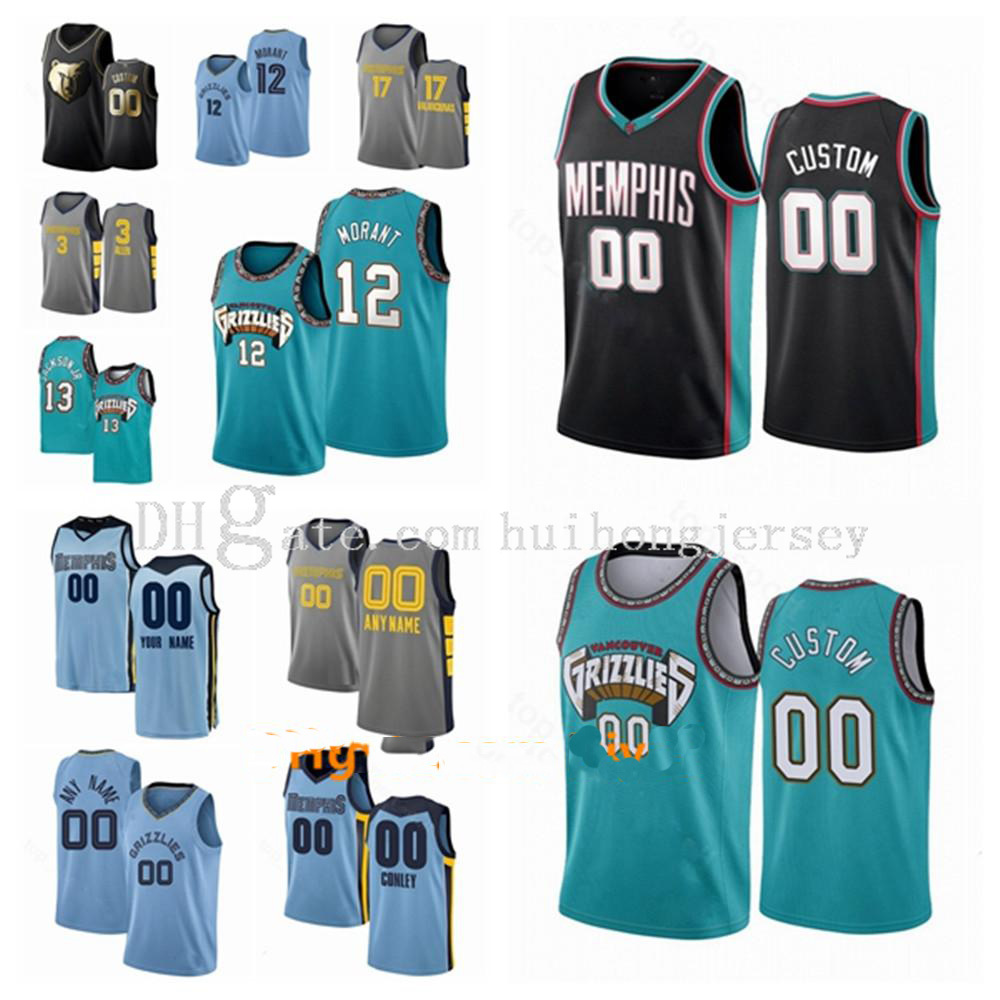 

New Printed Custom MemphisGrizzliesJersey Ja 12 Morant Jaren 13 Jackson Jr. Marc 33 Gasol City Swingman Edition Breathable Basketball Jerseys