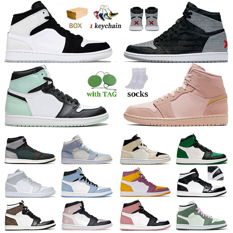 

Original Jorden1s OG Basketball Shoes Jumpman 1 1s Denim Rebellionaire Banned Dark Mocha Panda University Blue High Mid Dutch Green Designer Sneakers Trainers, 36-46 patent green