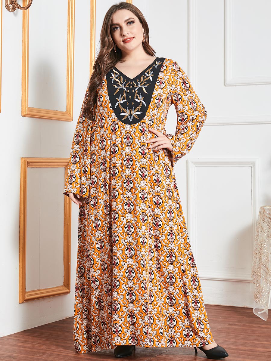 

plus size muslim dress women kaftan abaya dubai turkey islamic clothing loose maxi dresses robe musulman de mode djellaba femme, Red