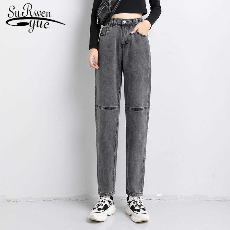 

Vintage High Waist Jeans Fashion Women Jeans Autumn Loose Office Lady Denim Trousers Chic with Blue Gray 10736 210527