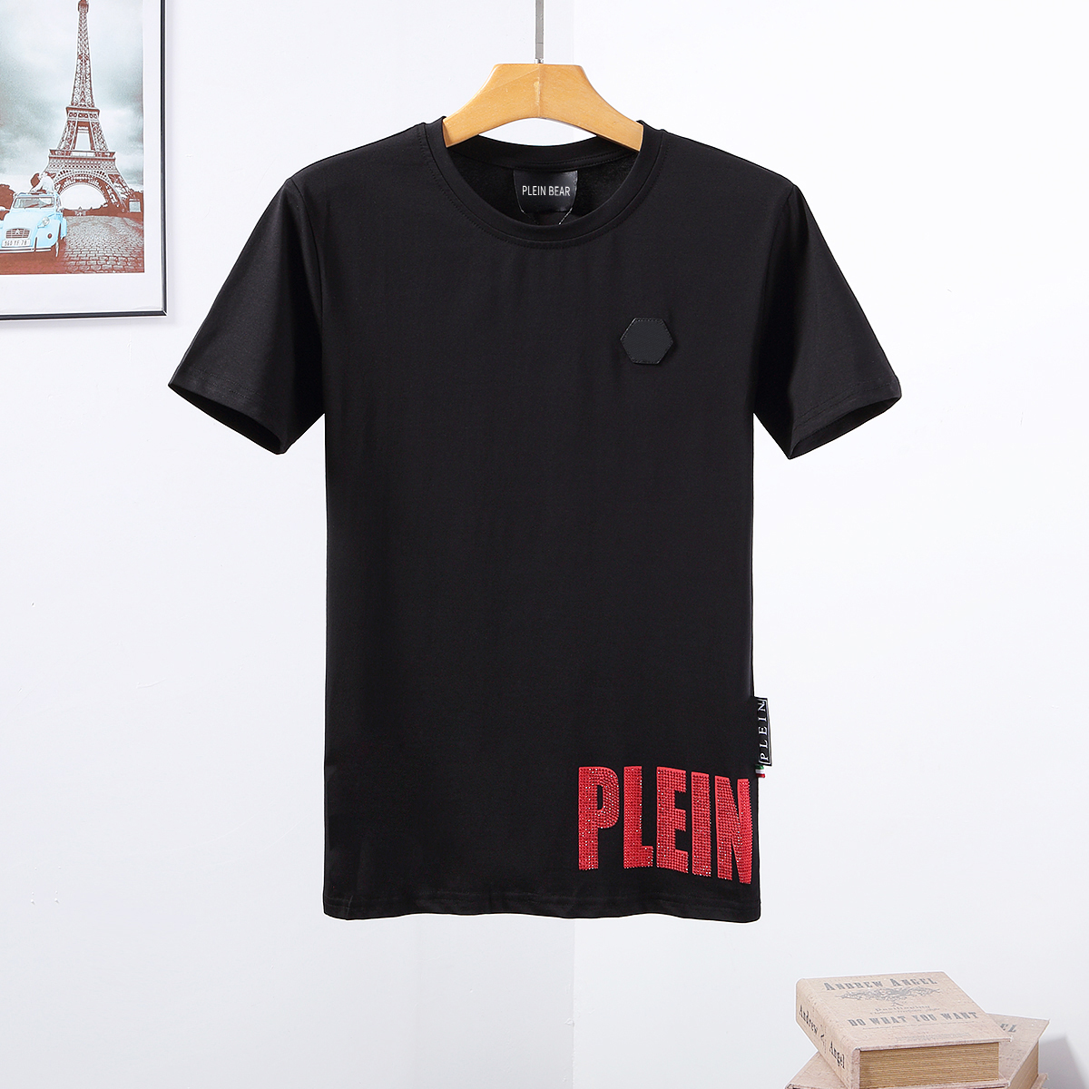 

PLEIN BEAR T SHIRT Mens Designer Tshirts Rhinestone Skull Men T-shirts Classical High Quality Hip Hop Streetwear Tshirt Casual Top Tees PB 16242, Black