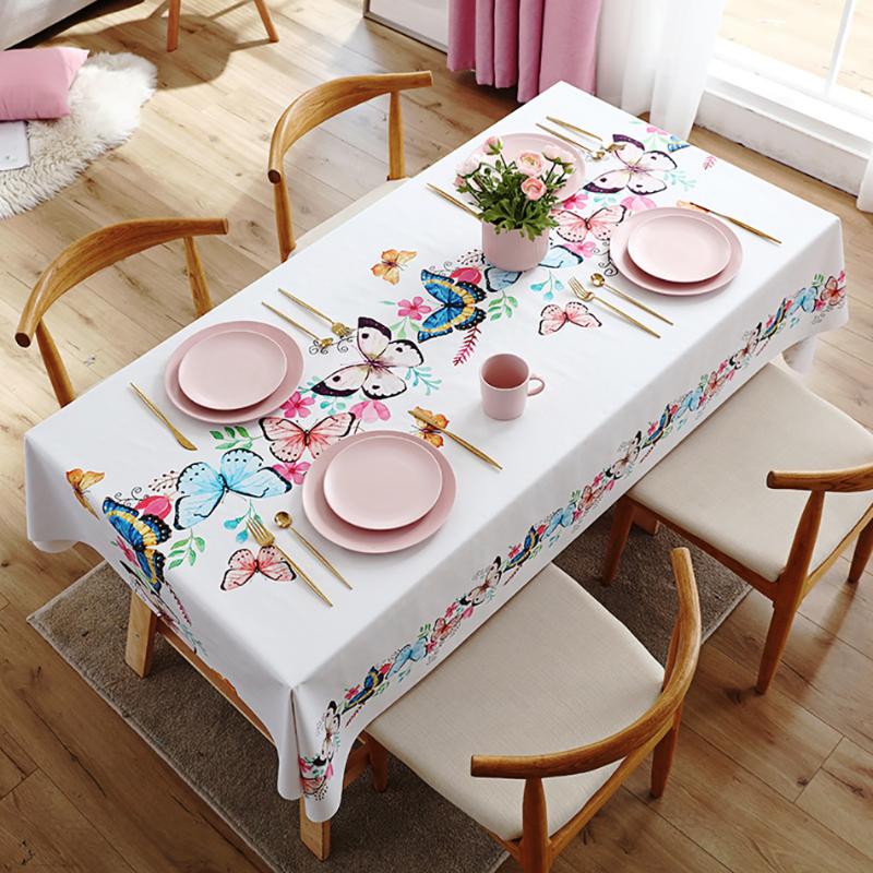 

Tablecloth Geometric Floral PVC Waterproof Oilproof Rectangular Coffee Table Living Room Picnic Christmas Home Decoration Cloth