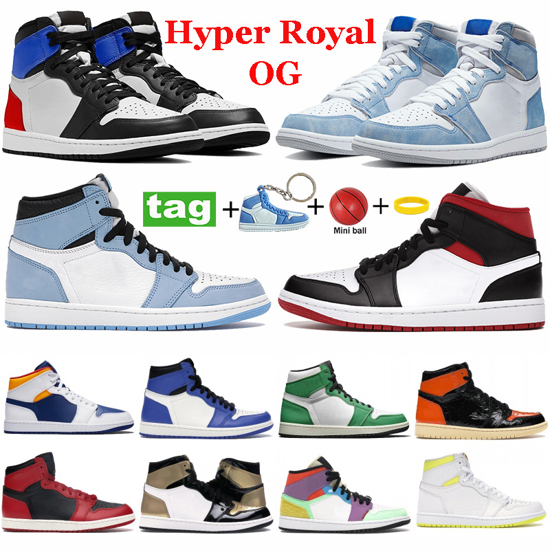 

High Mid 1 1s basketball shoes OG Hyper Royal Silver Toe University Blue Black White UNC Dark Mocha Twist men women running sneakers, 48.not for resale varsity maize