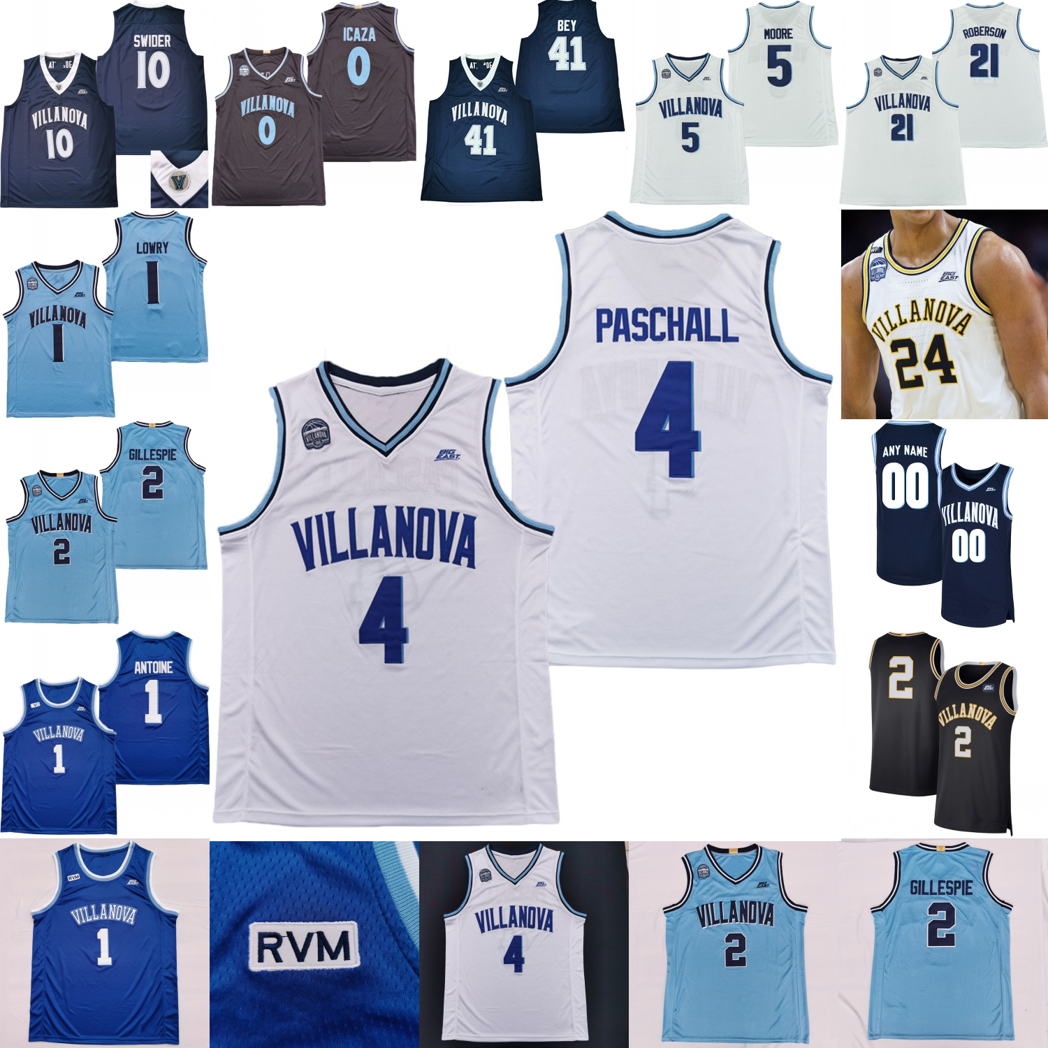 

Villanova Wildcats Basketball Jersey NCAA College Collin Gillespie Jermaine Samuels Justin Moore Lowry Bryan Antoine Brandon Slater Dixon Cosby-Roundtree, Navy