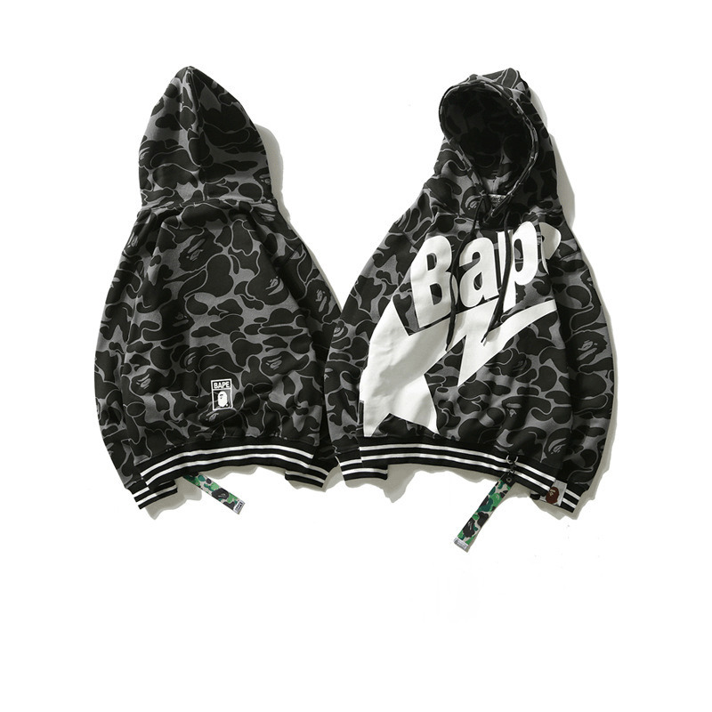 

Designer Luxury Autumn And Winter Apes Tide Star Camouflage Black Ribbon Hoodie Men's And Women's Pullover Kangaroo Sweater