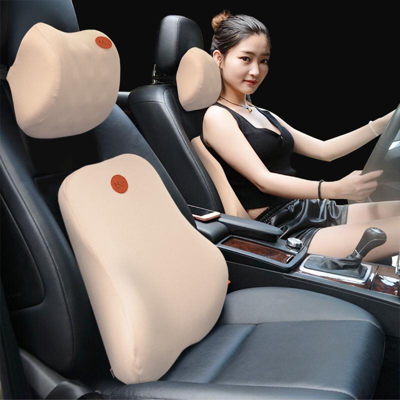 

Seat Cushions Back Cushion Guard Memory Cotton Breathable Four Seasons Headrest Set